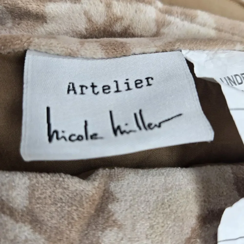 Nicole Miller Velvet Paisley QUEEN Quilt Hand Stitched Beige Brown NEW COTTAGE